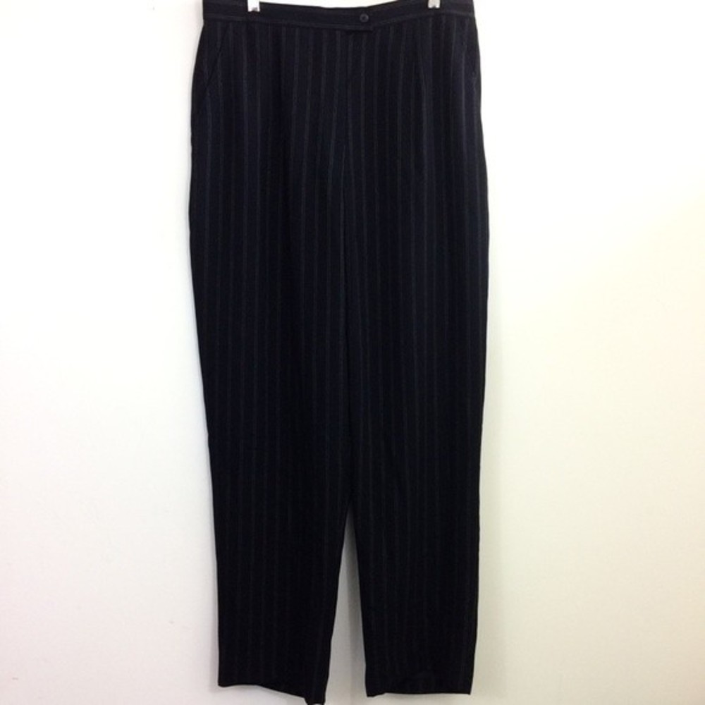 Jones NY Classic Black Pinstripe Trousers Dress Pants 16 NWOT